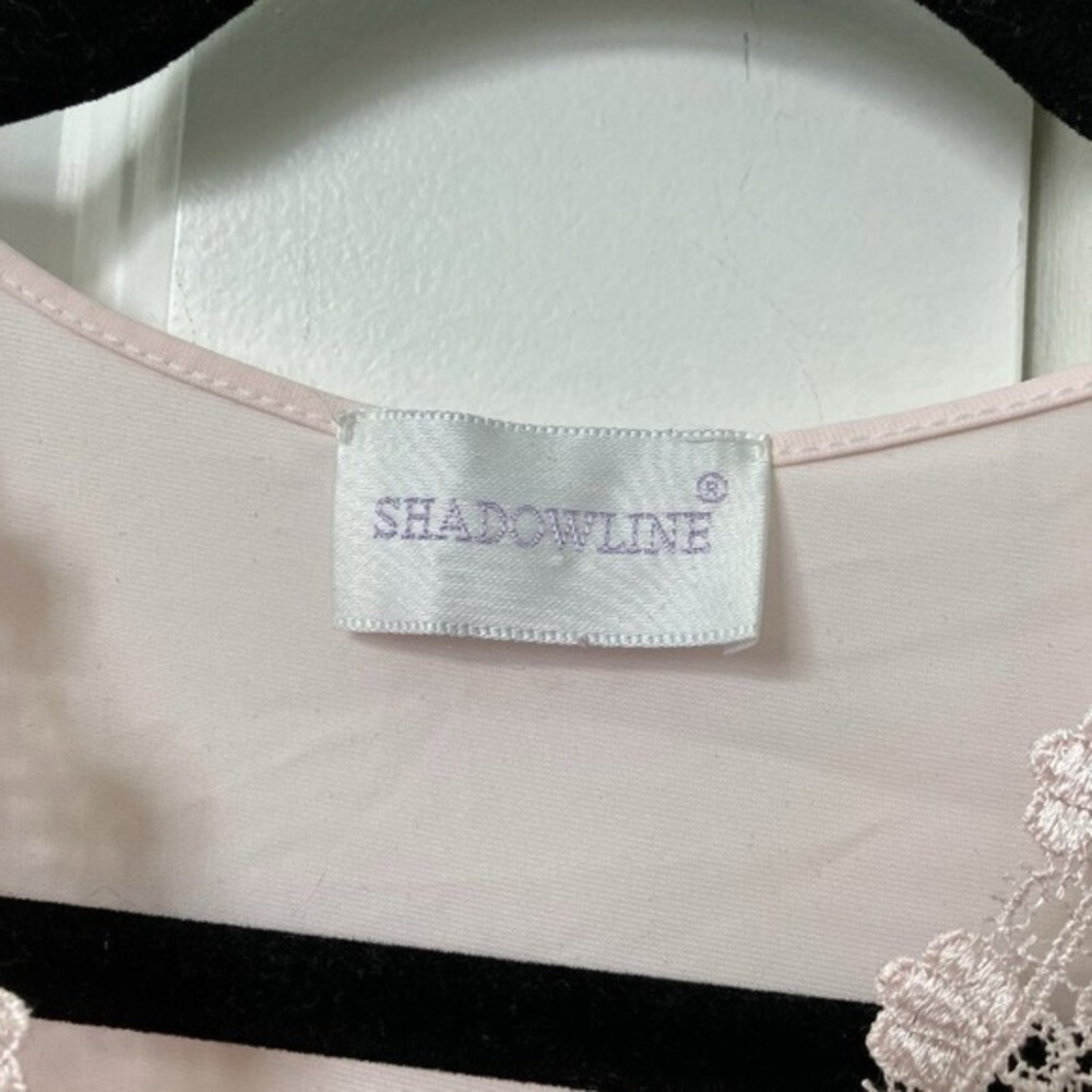 Vintage Shadowline Nightgown Pink Lace Trim 80s Nylon Sleepwear Womens Small USA - Picture 3 of 9